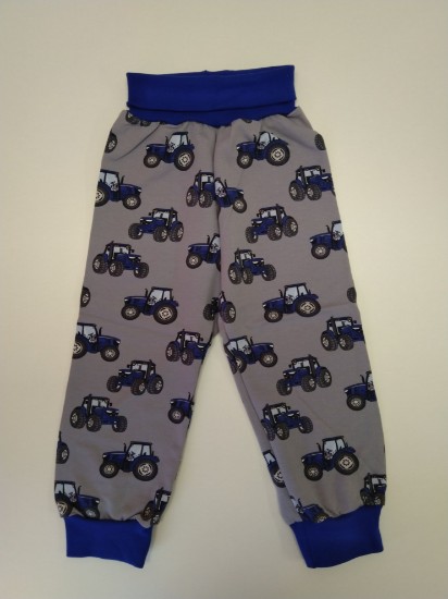 Bild von Pumphose Gr. 80 Sweat Traktoren blau auf grau