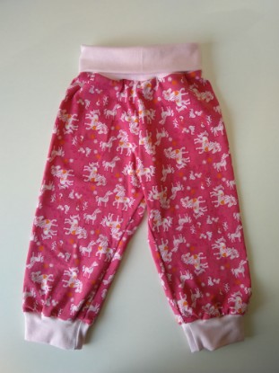 Bild von Pumphose Gr. 80 Jersey rosa Pferd auf pink 